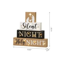 Glitzhome® 12" LED Lighted Nativity Block Word Sign -Christmas Designers Store D479430S 6