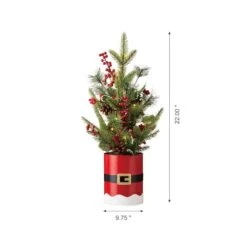 22" Pre-Lit Artificial Christmas Tree In Santa Belt Pot, Warm White LED Lights -Christmas Designers Store D479438S 4