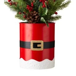 22" Pre-Lit Artificial Christmas Tree In Santa Belt Pot, Warm White LED Lights -Christmas Designers Store D479438S 5
