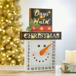 Glitzhome® 15" LED Christmas Snowman Countdown Décor 14 Glitzhome® 15" LED Christmas Snowman Countdown Décor -Christmas Designers Store D479443S 3
