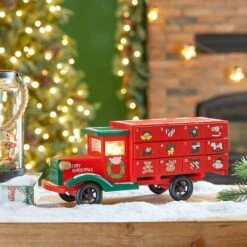 Glitzhome® 14.5" Christmas Truck Countdown Décor -Christmas Designers Store D479444S 2