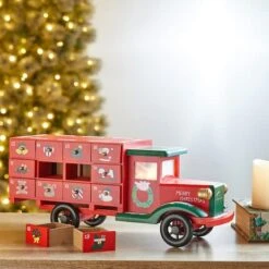 Glitzhome® 14.5" Christmas Truck Countdown Décor -Christmas Designers Store D479444S 3