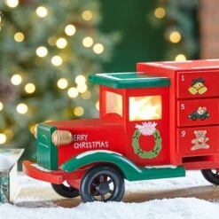 Glitzhome® 14.5" Christmas Truck Countdown Décor -Christmas Designers Store D479444S 5
