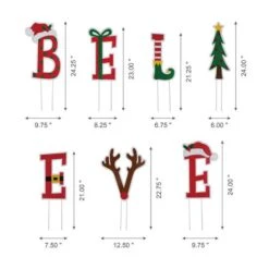 Glitzhome® 23" Metal Believe Yard Stake Set -Christmas Designers Store D479449S 7