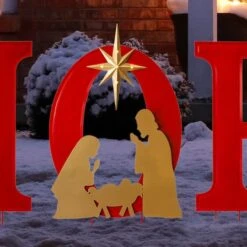 Glitzhome® 2.5ft. LED Metal Hope Yard Stake Set With Timer 15 Glitzhome® 2.5ft. LED Metal Hope Yard Stake Set With Timer -Christmas Designers Store D479450S 4