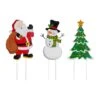 Glitzhome® 2ft. Metal Santa, Snowman & Tree Yard Stake Set 1 Glitzhome® 2ft. Metal Santa, Snowman & Tree Yard Stake Set -Christmas Designers Store D479452S 1