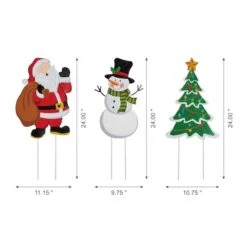 Glitzhome® 2ft. Metal Santa, Snowman & Tree Yard Stake Set 18 Glitzhome® 2ft. Metal Santa, Snowman & Tree Yard Stake Set -Christmas Designers Store D479452S 7