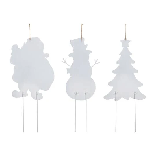 Glitzhome® 2ft. Metal Santa, Snowman & Tree Yard Stake Set 11 Glitzhome® 2ft. Metal Santa, Snowman & Tree Yard Stake Set - Image 9