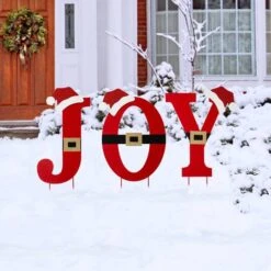 Glitzhome® 2.5ft. Metal Joy Yard Stake Set 13 Glitzhome® 2.5ft. Metal Joy Yard Stake Set -Christmas Designers Store D479453S 2