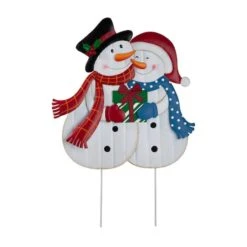 Glitzhome® 2.5ft. Metal Lovely Snowman Yard Stake 12 Glitzhome® 2.5ft. Metal Lovely Snowman Yard Stake -Christmas Designers Store D479455S 1 1