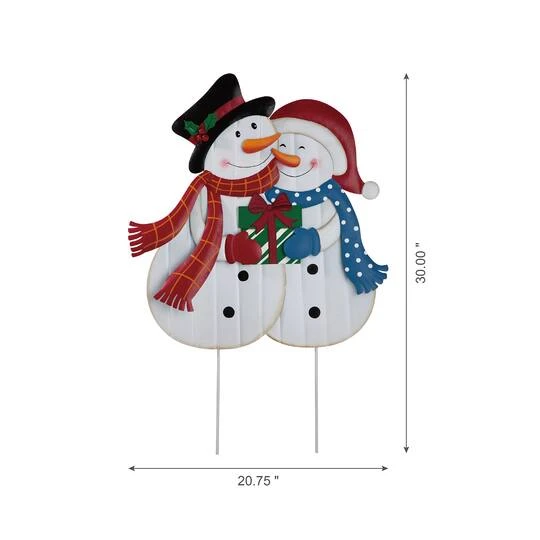 Glitzhome® 2.5ft. Metal Lovely Snowman Yard Stake 8 Glitzhome® 2.5ft. Metal Lovely Snowman Yard Stake - Image 6