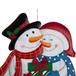 Glitzhome® 2.5ft. Metal Lovely Snowman Yard Stake 17 Glitzhome® 2.5ft. Metal Lovely Snowman Yard Stake -Christmas Designers Store D479455S 6