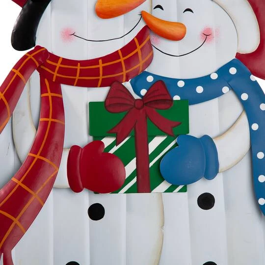 Glitzhome® 2.5ft. Metal Lovely Snowman Yard Stake 10 Glitzhome® 2.5ft. Metal Lovely Snowman Yard Stake - Image 8