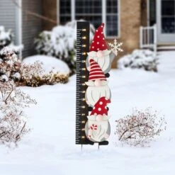 Glitzhome® 3ft. Lighted LED Gnome Snow Gauge Yard Stake -Christmas Designers Store D479458S 2