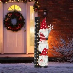 Glitzhome® 3ft. Lighted LED Gnome Snow Gauge Yard Stake -Christmas Designers Store D479458S 3