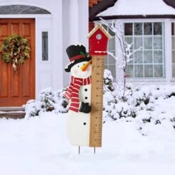 Glitzhome® 40" Snowman Snow Gauge Yard Stake -Christmas Designers Store D479459S 2