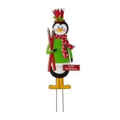 Glitzhome® 3.5ft. Metal Penguin Yard Stake -Christmas Designers Store D479460S 1 1
