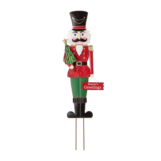 Glitzhome® 3ft. Metal Nutcracker Yard Stake 3 Glitzhome® 3ft. Metal Nutcracker Yard Stake