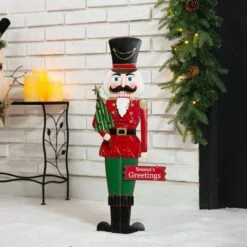 Glitzhome® 3ft. Metal Nutcracker Yard Stake 14 Glitzhome® 3ft. Metal Nutcracker Yard Stake -Christmas Designers Store D479462S 3