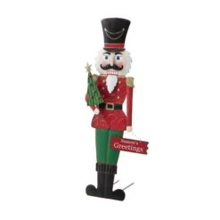 Glitzhome® 3ft. Metal Nutcracker Yard Stake 15 Glitzhome® 3ft. Metal Nutcracker Yard Stake -Christmas Designers Store D479462S 4