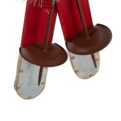 Glitzhome® 35" Red Wooden & Galvanized Ski Porch Décor -Christmas Designers Store D479466S 6