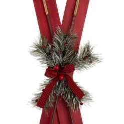 Glitzhome® 35" Red Wooden & Galvanized Ski Porch Décor -Christmas Designers Store D479466S 7
