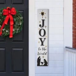 Glitzhome® 42" Lighted Wooden Nativity Porch Sign With Timer -Christmas Designers Store D479467S 2