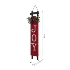 Glitzhome® 40" Lighted Wooden Sleigh JOY Porch Sign With Timer 17 Glitzhome® 40" Lighted Wooden Sleigh JOY Porch Sign With Timer -Christmas Designers Store D479468S 6