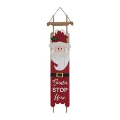 Glitzhome® 42" Wooden Sleigh Santa Porch Sign