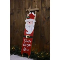 Glitzhome® 42" Wooden Sleigh Santa Porch Sign -Christmas Designers Store D479469S 4