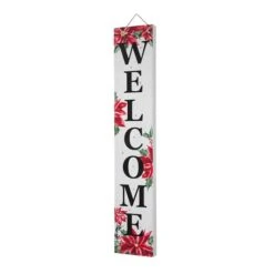 Glitzhome® 42" Lighted Wooden Poinsettia WELCOME Porch Sign -Christmas Designers Store D479471S 4