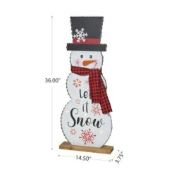Glitzhome® 3ft. Lighted Wooden Christmas Snowman Porch Décor With Timer -Christmas Designers Store D479473S 4