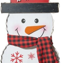 Glitzhome® 3ft. Lighted Wooden Christmas Snowman Porch Décor With Timer -Christmas Designers Store D479473S 6