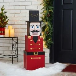Glitzhome® 36" Wooden Block Nutcracker Porch Décor -Christmas Designers Store D479475S 2