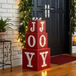 Glitzhome® 32" Lighted Wooden Block JOY Porch Sign -Christmas Designers Store D479476S 3