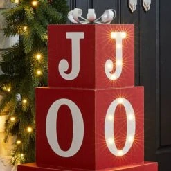 Glitzhome® 32" Lighted Wooden Block JOY Porch Sign -Christmas Designers Store D479476S 6