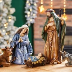 Glitzhome® 16" Oversized Nativity Figurine Set -Christmas Designers Store D479480S 3
