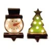 Glitzhome® 7" Marquee LED Snowman Head & Tree Stocking Holder Set -Christmas Designers Store D479486S 1