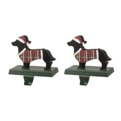 Glitzhome® 6" Wooden & Metal Dachshund Stocking Holder -Christmas Designers Store D479492S 1 1
