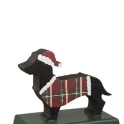 Glitzhome® 6" Wooden & Metal Dachshund Stocking Holder -Christmas Designers Store D479492S 3