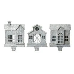 Glitzhome® 7" Galvanized House Stocking Holder Set