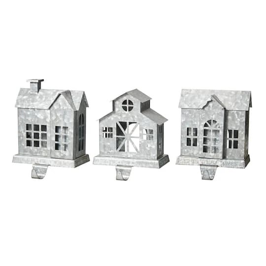 Glitzhome® 7" Galvanized House Stocking Holder Set 8 Glitzhome® 7" Galvanized House Stocking Holder Set - Image 6