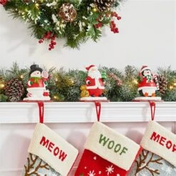 Glitzhome® 7" Santa, Snowman & Penguin Stocking Holder Set 15 Glitzhome® 7" Santa, Snowman & Penguin Stocking Holder Set -Christmas Designers Store D479500S 4