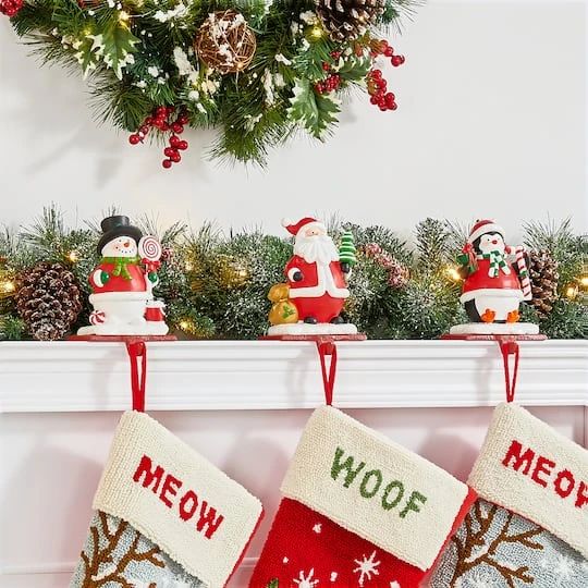Glitzhome® 7" Santa, Snowman & Penguin Stocking Holder Set 7 Glitzhome® 7" Santa, Snowman & Penguin Stocking Holder Set - Image 5