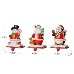Glitzhome® 7" Santa, Snowman & Penguin Stocking Holder Set 16 Glitzhome® 7" Santa, Snowman & Penguin Stocking Holder Set -Christmas Designers Store D479500S 5