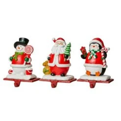 Glitzhome® 7" Santa, Snowman & Penguin Stocking Holder Set 17 Glitzhome® 7" Santa, Snowman & Penguin Stocking Holder Set -Christmas Designers Store D479500S 6