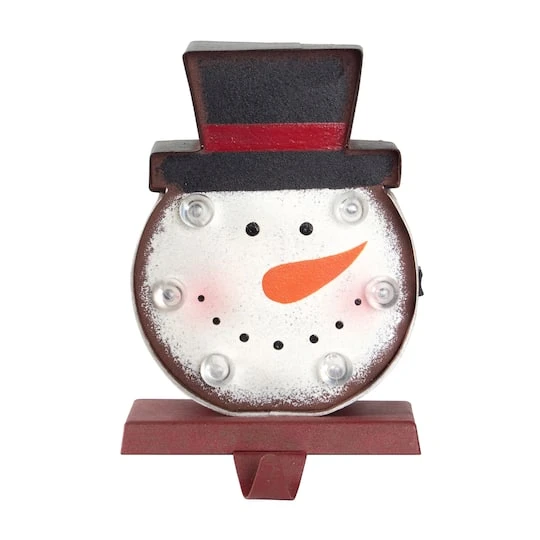 Glitzhome® 7" Marquee LED Snowman Head Stocking Holder Set 7 Glitzhome® 7" Marquee LED Snowman Head Stocking Holder Set - Image 5