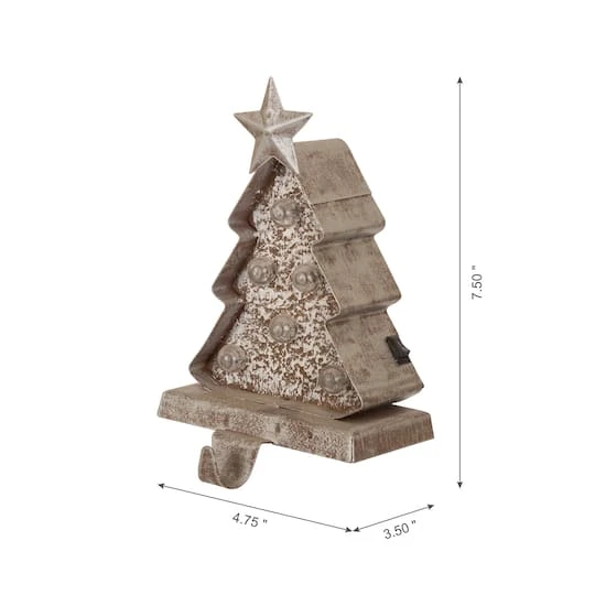 Glitzhome® 8" Marquee LED Wooden & Metal Christmas Tree Stocking Holder Set 8 Glitzhome® 8" Marquee LED Wooden & Metal Christmas Tree Stocking Holder Set - Image 6