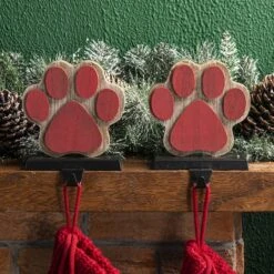 Glitzhome® Paw Print Christmas Stocking Holder Set -Christmas Designers Store D479511S 2
