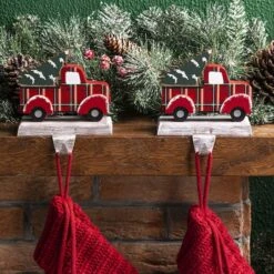 Glitzhome® Red Truck Stocking Holder Set -Christmas Designers Store D479513S 2